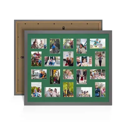 Dark Grey Colour Multi Aperture Photo Frame 6X4 (x18) and 4X4 (x2) Pictures – Collage Wall Frame For Loved Ones Photos – 80x70cm Frame Size