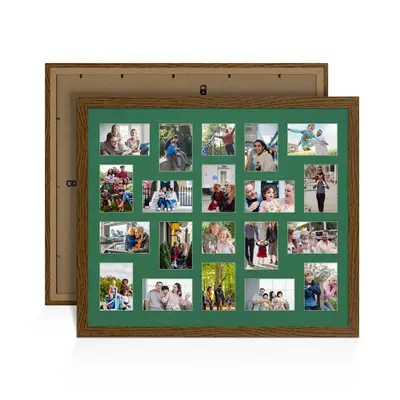 Dark Oak Colour Multi Aperture Photo Frame 6X4 (x18) and 4X4 (x2) Pictures – Collage Wall Frame For Family Photos – 80x70cm Picture Frame Size