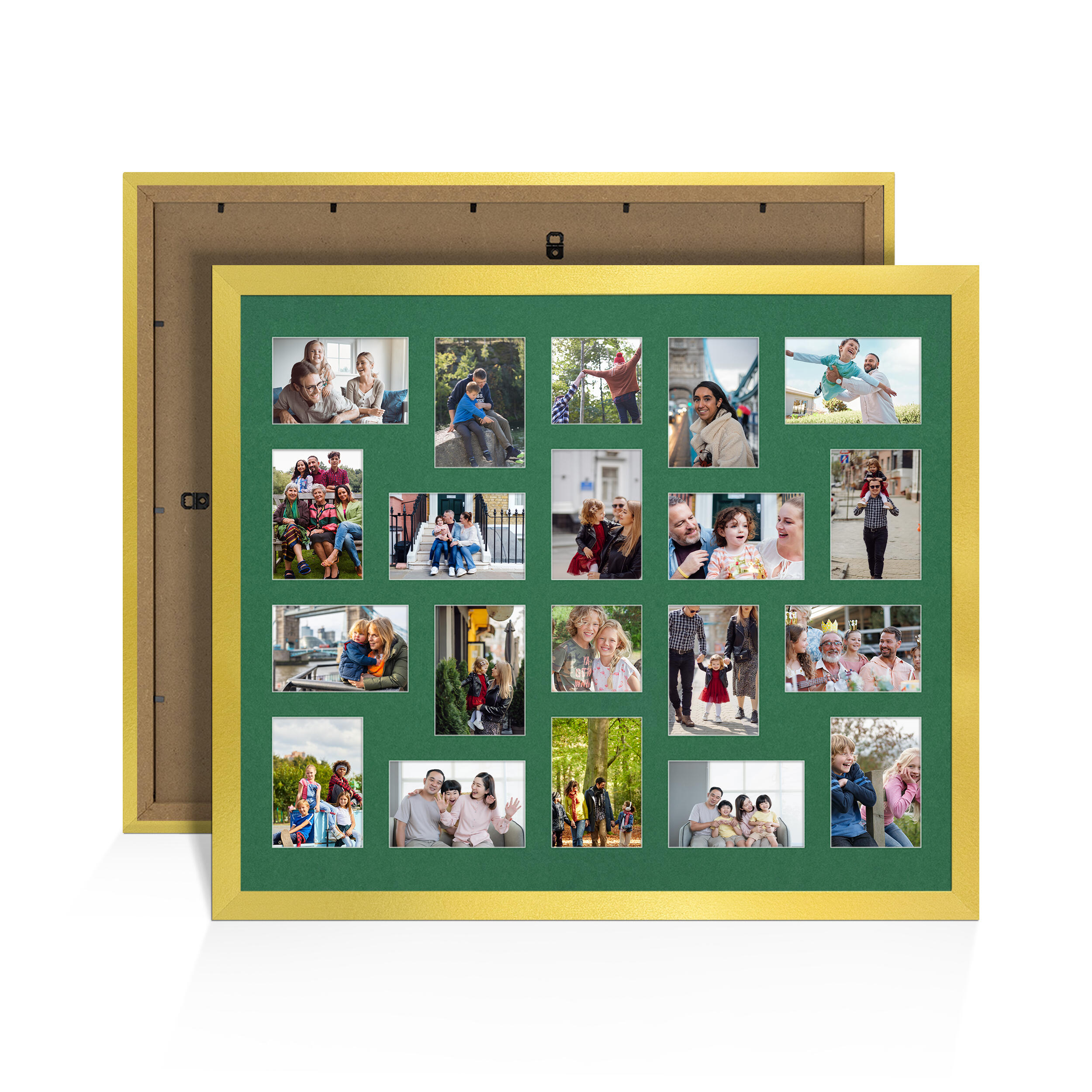 Gold Colour Multi Aperture Photo Frame 6X4 (x18) and 4X4 (x2) Pictures – Collage Wall Frame For Loved Ones Photos – 80x70cm Frame Size