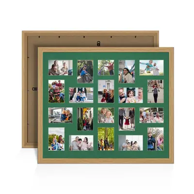 Light Oak Colour Multi Aperture Photo Frame 6X4 (x18) and 4X4 (x2) Pictures – Collage Wall Frame For Loved Ones Photos – 80x70cm Frame Size