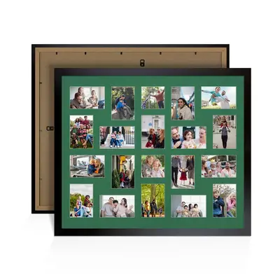 Mat Black Colour Multi Aperture Photo Frame 6X4 (x18) and 4X4 (x2) Pictures – Collage Wall Frame For Family Photos – 80x70cm Picture Frame Size