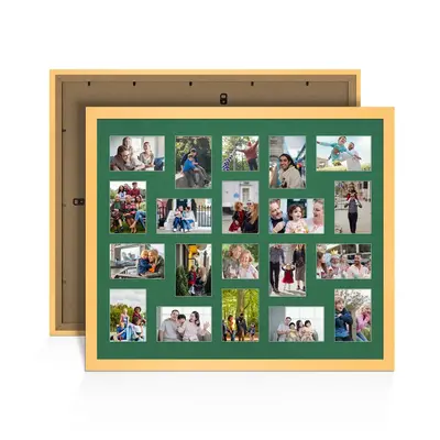 Mustard Yellow Colour Multi Aperture Photo Frame 6X4 (x18) and 4X4 (x2) Pictures – Collage Wall Frame For Family Photos – 80x70cm Picture Frame Size