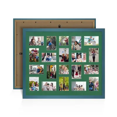Navy Blue Colour Multi Aperture Photo Frame 6X4 (x18) and 4X4 (x2) Pictures – Collage Wall Frame For Family Photos – 80x70cm Picture Frame Size