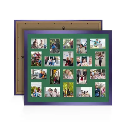 Purple Colour Multi Aperture Photo Frame 6X4 (x18) and 4X4 (x2) Pictures – Collage Wall Frame For Loved Ones Photos – 80x70cm Frame Size