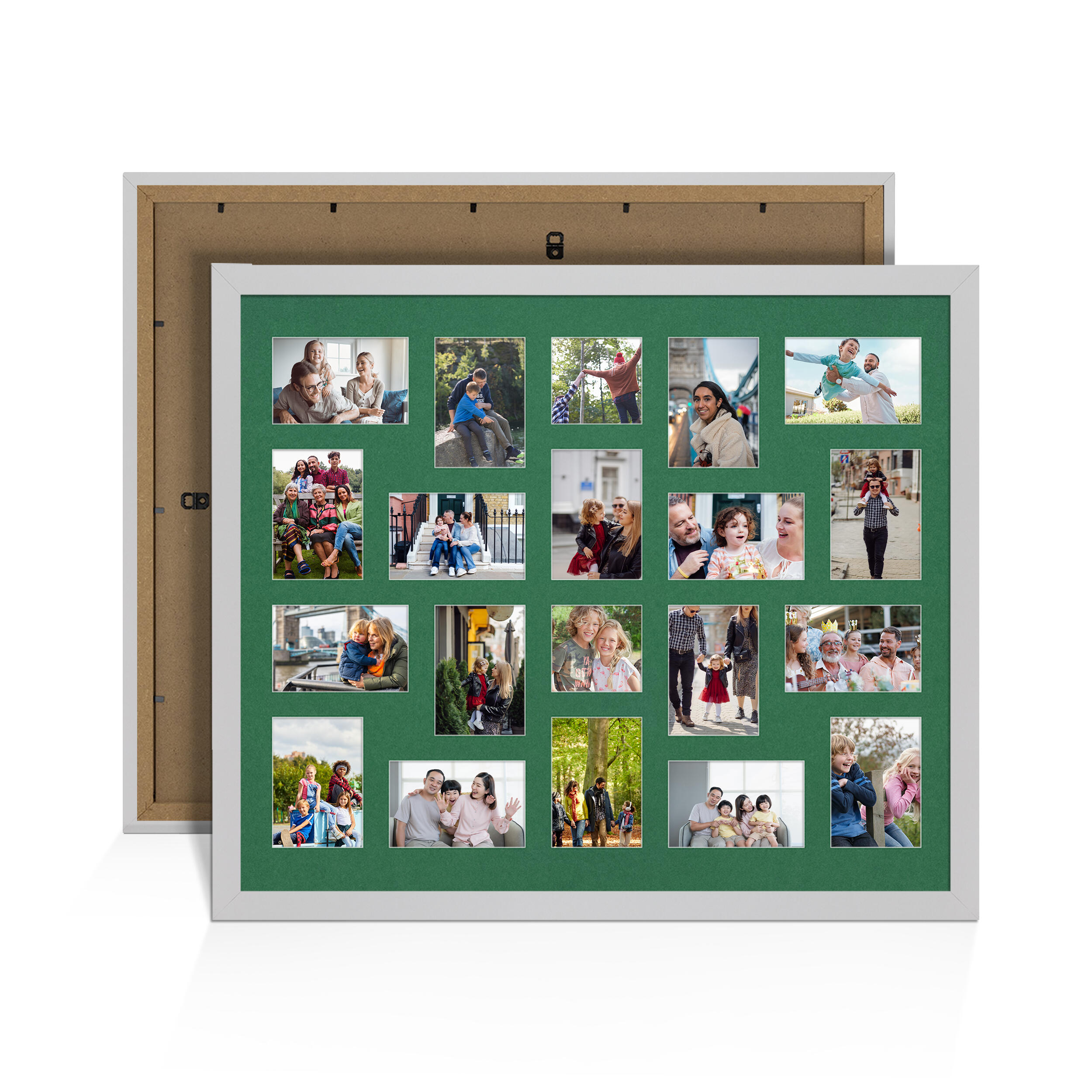 Silver Colour Multi Aperture Photo Frame 6X4 (x18) and 4X4 (x2) Pictures – Collage Wall Frame For Family Photos – 80x70cm Picture Frame Size