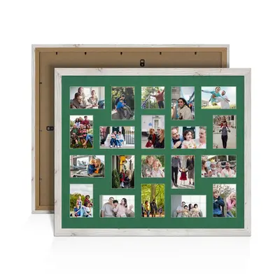 White Rustic Colour Multi Aperture Photo Frame 6X4 (x18) and 4X4 (x2) Pictures – Collage Wall Frame For Loved Ones Photos – 80x70cm Frame Size