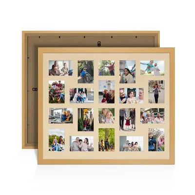 Country Pine Colour Multi Aperture Photo Frame 6X4 (x18) and 4X4 (x2) Pictures – Collage Wall Frame For Family Photos – 80x70cm Picture Frame Size