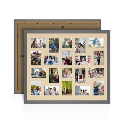 Dark Grey Colour Multi Aperture Photo Frame 6X4 (x18) and 4X4 (x2) Pictures – Collage Wall Frame For Family Photos – 80x70cm Picture Frame Size