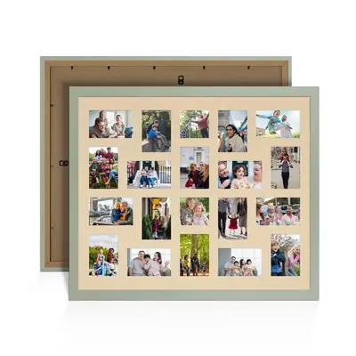Green Colour Multi Aperture Photo Frame 6X4 (x18) and 4X4 (x2) Pictures – Collage Wall Frame for Family Photos – 80x70cm Picture Frame Size