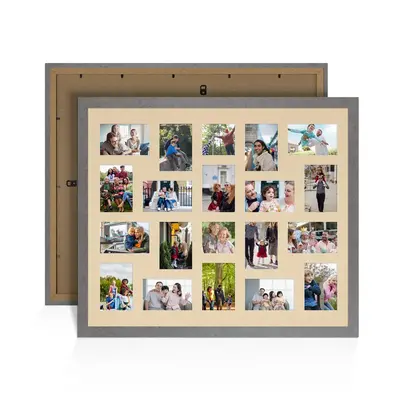 Grey Marble Colour Multi Aperture Photo Frame 6X4 (x18) and 4X4 (x2) Pictures – Collage Wall Frame For Family Photos – 80x70cm Picture Frame Size