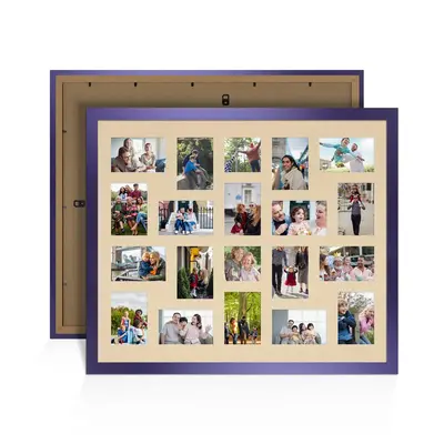 Purple Colour Multi Aperture Photo Frame 6X4 (x18) and 4X4 (x2) Pictures – Collage Wall Frame for Family Photos – 80x70cm Picture Frame Size
