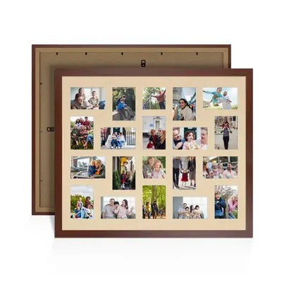 Rose Wood Colour Multi Aperture Photo Frame 6X4 (x18) and 4X4 (x2) Pictures – Collage Wall Frame for Family Photos – 80x70cm Picture Frame Size