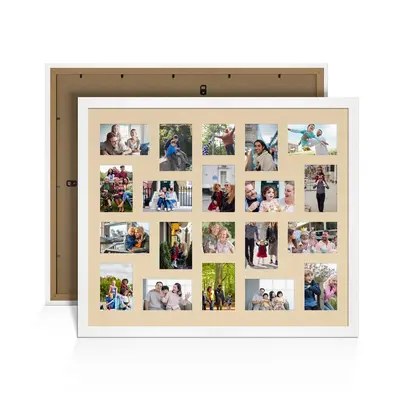 White Colour Multi Aperture Photo Frame 6X4 (x18) and 4X4 (x2) Pictures – Collage Wall Frame For Family Photos – 80x70cm Picture Frame Size