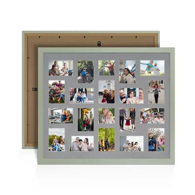 Green Colour Multi Aperture Photo Frame 6X4 (x18) and 4X4 (x2) Pictures – Collage Wall Frame for Family Photos – 80x70cm Picture Frame Size