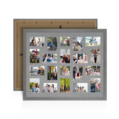 Grey Marble Colour Multi Aperture Photo Frame 6X4 (x18) and 4X4 (x2) Pictures – Collage Wall Frame For Loved Ones Photos – 80x70cm Frame Size