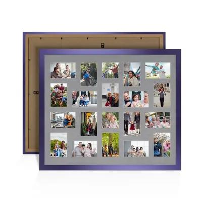 Purple Colour Multi Aperture Photo Frame 6X4 (x18) and 4X4 (x2) Pictures – Collage Wall Frame for Family Photos – 80x70cm Picture Frame Size