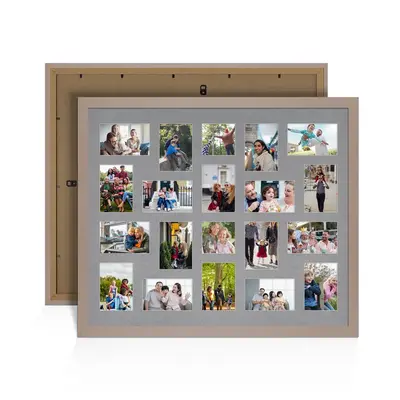 Rose Gold Colour Multi Aperture Photo Frame 6X4 (x18) and 4X4 (x2) Pictures – Collage Wall Frame for Family Photos – 80x70cm Picture Frame Size