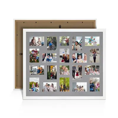 White Colour Multi Aperture Photo Frame 6X4 (x18) and 4X4 (x2) Pictures – Collage Wall Frame For Family Photos – 80x70cm Picture Frame Size