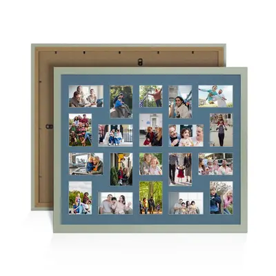 Green Colour Multi Aperture Photo Frame 6X4 (x18) and 4X4 (x2) Pictures – Collage Wall Frame For Loved Ones Photos – 80x70cm Frame Size