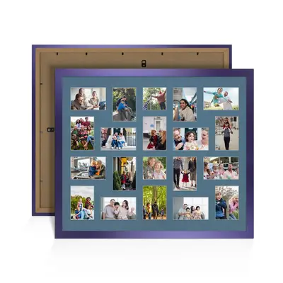 Purple Colour Multi Aperture Photo Frame 6X4 (x18) and 4X4 (x2) Pictures – Collage Wall Frame for Family Photos – 80x70cm Picture Frame Size