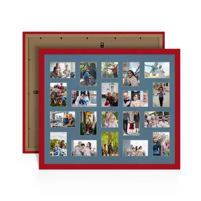Red Colour Multi Aperture Photo Frame 6X4 (x18) and 4X4 (x2) Pictures – Collage Wall Frame for Family Photos – 80x70cm Picture Frame Size