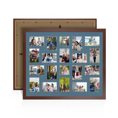 Rose Wood Colour Multi Aperture Photo Frame 6X4 (x18) and 4X4 (x2) Pictures – Collage Wall Frame for Family Photos – 80x70cm Picture Frame Size