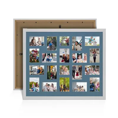 Silver Colour Multi Aperture Photo Frame 6X4 (x18) and 4X4 (x2) Pictures – Collage Wall Frame for Family Photos – 80x70cm Picture Frame Size