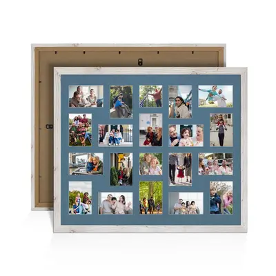 White Rustic Colour Multi Aperture Photo Frame 6X4 (x18) and 4X4 (x2) Pictures – Collage Wall Frame For Loved Ones Photos – 80x70cm Frame Size