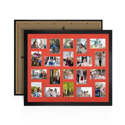 Black Colour Multi Aperture Photo Frame 6X4 (x18) and 4X4 (x2) Pictures – Collage Wall Frame For Loved Ones Photos – 80x70cm Frame Size