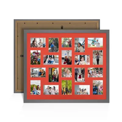 Dark Grey Colour Multi Aperture Photo Frame 6X4 (x18) and 4X4 (x2) Pictures – Collage Wall Frame For Loved Ones Photos – 80x70cm Frame Size
