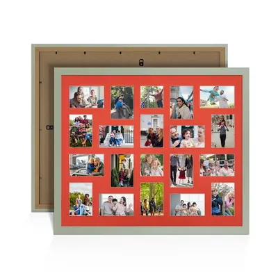 Green Colour Multi Aperture Photo Frame 6X4 (x18) and 4X4 (x2) Pictures – Collage Wall Frame For Loved Ones Photos – 80x70cm Frame Size