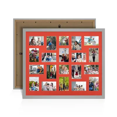 Light Grey Colour Multi Aperture Photo Frame 6X4 (x18) and 4X4 (x2) Pictures – Collage Wall Frame For Family Photos – 80x70cm Picture Frame Size