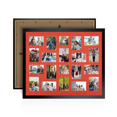 Mat Black Colour Multi Aperture Photo Frame 6X4 (x18) and 4X4 (x2) Pictures – Collage Wall Frame for Family Photos – 80x70cm Picture Frame Size