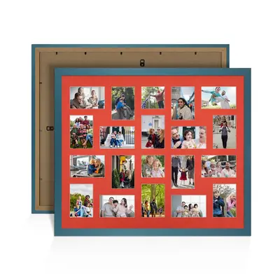 Navy Blue Colour Multi Aperture Photo Frame 6X4 (x18) and 4X4 (x2) Pictures – Collage Wall Frame For Loved Ones Photos – 80x70cm Frame Size