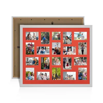Silver Colour Multi Aperture Photo Frame 6X4 (x18) and 4X4 (x2) Pictures – Collage Wall Frame For Loved Ones Photos – 80x70cm Frame Size