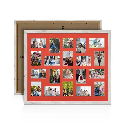 White Rustic Colour Multi Aperture Photo Frame 6X4 (x18) and 4X4 (x2) Pictures – Collage Wall Frame For Family Photos – 80x70cm Picture Frame Size