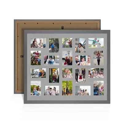 Dark Grey Colour Multi Aperture Photo Frame 6X4 (x18) and 4X4 (x2) Pictures – Collage Wall Frame for Family Photos – 80x70cm Picture Frame Size