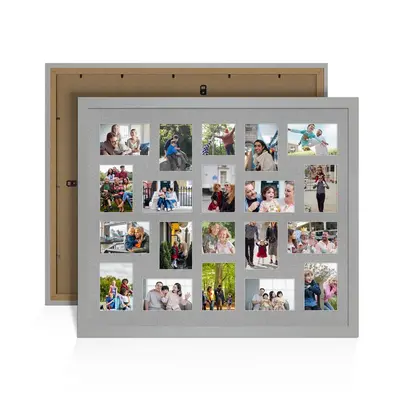 Light Grey Colour Multi Aperture Photo Frame 6X4 (x18) and 4X4 (x2) Pictures – Collage Wall Frame for Family Photos – 80x70cm Picture Frame Size