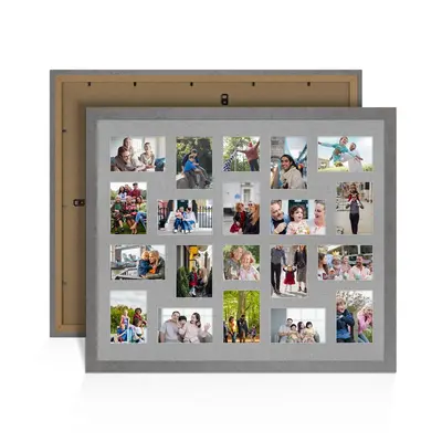 Grey Marble Colour Multi Aperture Photo Frame 6X4 (x18) and 4X4 (x2) Pictures – Collage Wall Frame for Family Photos – 80x70cm Picture Frame Size