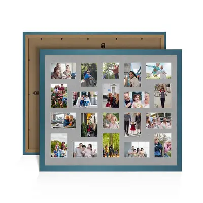 Navy Blue Colour Multi Aperture Photo Frame 6X4 (x18) and 4X4 (x2) Pictures – Collage Wall Frame for Family Photos – 80x70cm Picture Frame Size