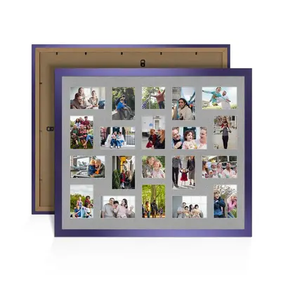 Purple Colour Multi Aperture Photo Frame 6X4 (x18) and 4X4 (x2) Pictures – Collage Wall Frame for Family Photos – 80x70cm Picture Frame Size
