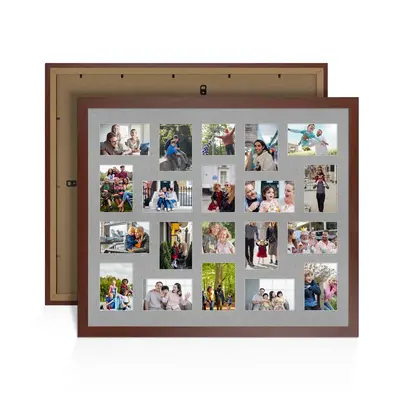 Rose Wood Colour Multi Aperture Photo Frame 6X4 (x18) and 4X4 (x2) Pictures – Collage Wall Frame For Loved Ones Photos – 80x70cm Frame Size