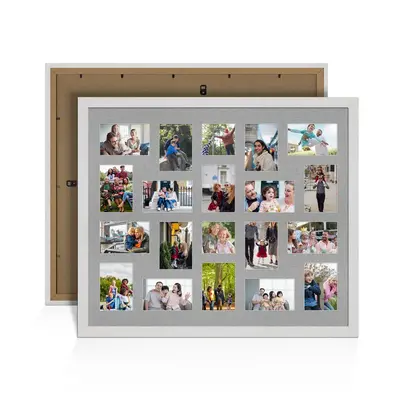 White Ash Colour Multi Aperture Photo Frame 6X4 (x18) and 4X4 (x2) Pictures – Collage Wall Frame For Family Photos – 80x70cm Picture Frame Size