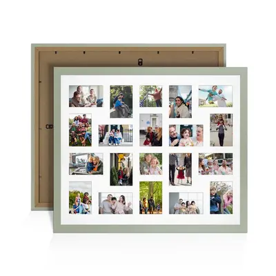 Green Colour Multi Aperture Photo Frame 6X4 (x18) and 4X4 (x2) Pictures – Collage Wall Frame For Loved Ones Photos – 80x70cm Frame Size