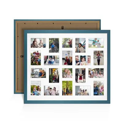 Navy Blue Colour Multi Aperture Photo Frame 6X4 (x18) and 4X4 (x2) Pictures – Collage Wall Frame for Family Photos – 80x70cm Picture Frame Size