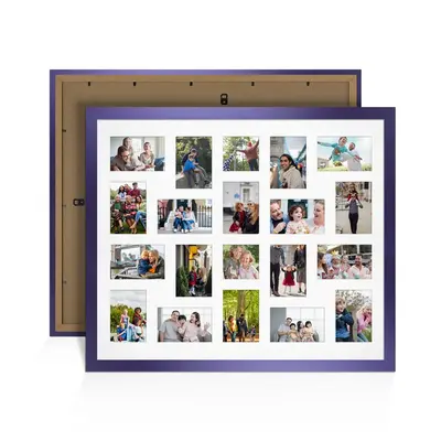Purple Colour Multi Aperture Photo Frame 6X4 (x18) and 4X4 (x2) Pictures – Collage Wall Frame for Family Photos – 80x70cm Picture Frame Size
