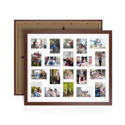 Rose Wood Colour Multi Aperture Photo Frame 6X4 (x18) and 4X4 (x2) Pictures – Collage Wall Frame For Family Photos – 80x70cm Picture Frame Size