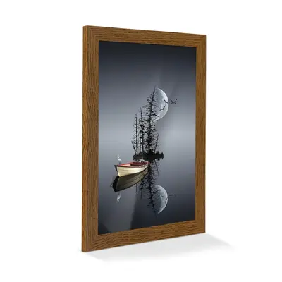 Modern Picture Frame 28x12 Dark Oak for Home & Office Decor