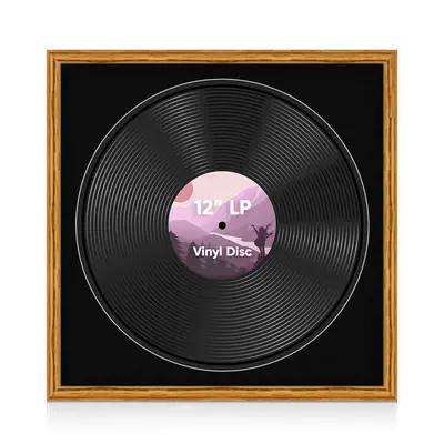 16X16" Oak Classic Vinyl Record Frame With Black Mount For 12 Inch LP Disc - Premium Vinyl Display