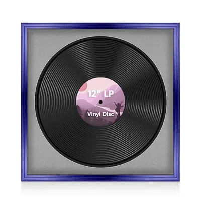 16X16" Purple Classic Vinyl Record Frame With Silver Mount 12 Inch LP Disc - Stylish Display Frame
